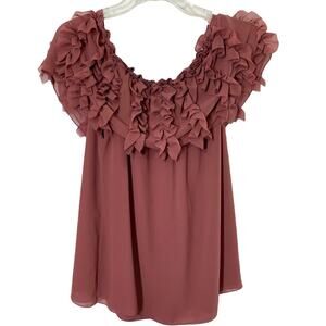 Womens Silk Blend Blouse Size Medium Sleeveless Raw Hem Ruffles Top Fairycore‎